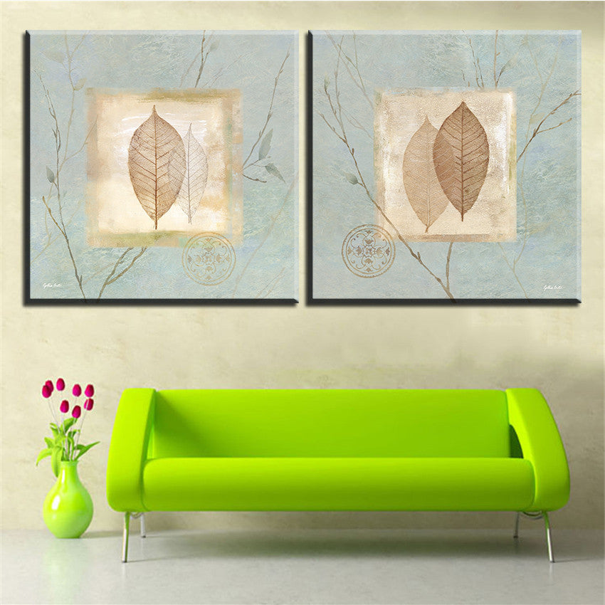 Large size 2pcs Print Oil Painting Wall leaf painting  Decorative Wall Art Picture For Living Room paintng No Frame