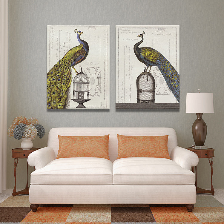 2 PIECES MODERN ABSTRACT HUGE WALL ART OIL PAINTING ON CANVAS PRINT FOR THE HIGH QUALITY BIRDS ANIMAL  FREE SHIPMENT No FRAME