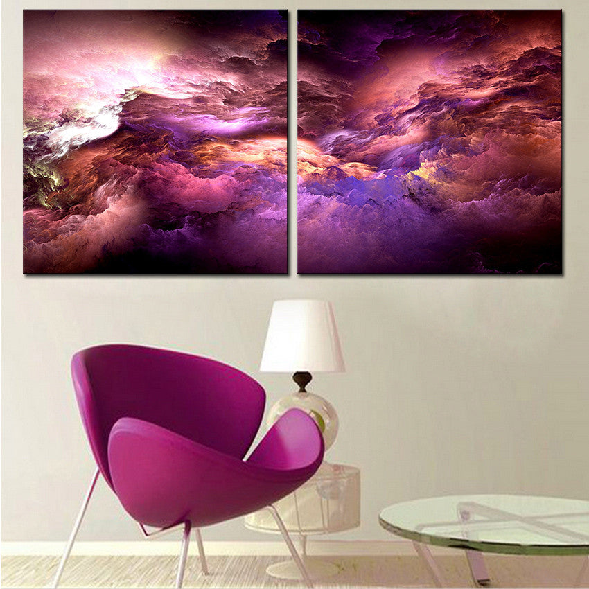 2pcs set NO FRAME Printed colorful Cloud Oil Painting Canvas Prints Wall Painting For Living Room Decorations wall picture art