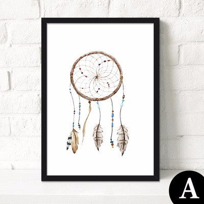 Modern Vintage Retro Animal Deer Head Skull Feather A4 Art Prints Posters Dream Catcher Wall Picture Canvas Painting Home Decor