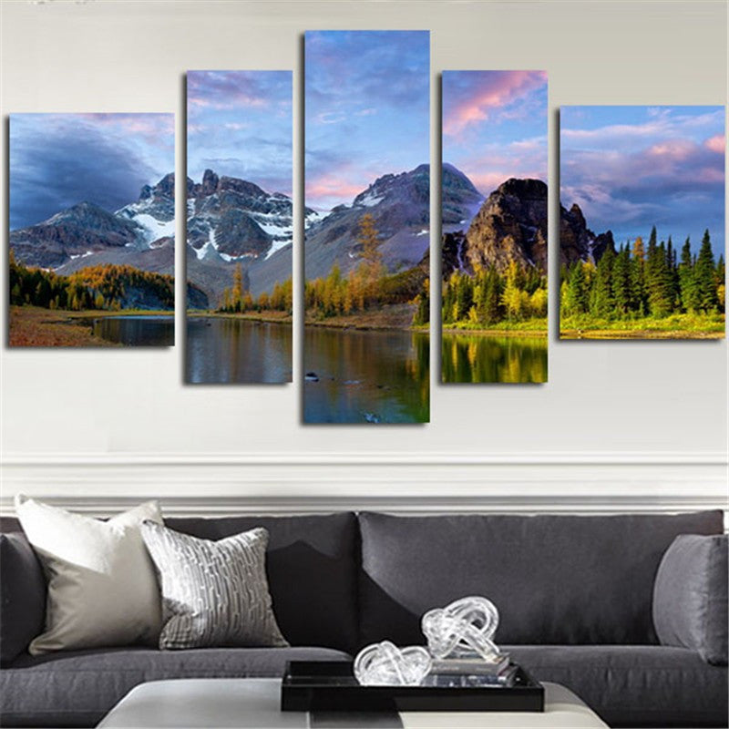 2016 No Framed Canvas Art Wall Painting River And Mountain Landscape Modular Picture On The Wall Poster And Prints Home Decor