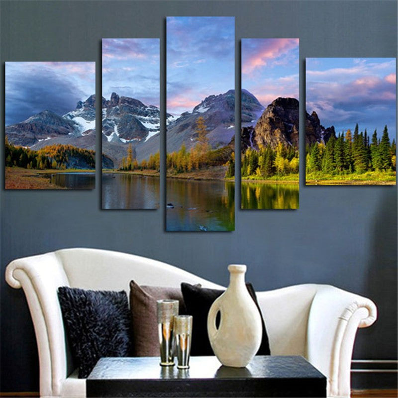 2016 No Framed Canvas Art Wall Painting River And Mountain Landscape Modular Picture On The Wall Poster And Prints Home Decor