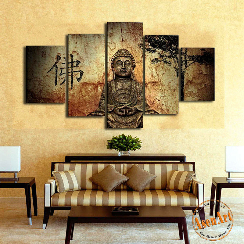 5 Pieces Buddha Canvas Wall Art Picture Home Decoration Living Room Canvas Print Painting On The Wall No Frame