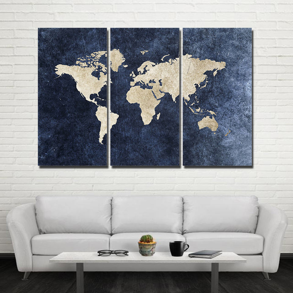 Wall Picture home decor Canvas world map painting Wall art print 3 panel canvas painting home decor Pictures print