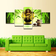 Load image into Gallery viewer, 5 Pieces Modern Buddha Wall Art Canvas Printed Painting Decorative Picture Bamboo Stone Frameless Home Decor for Living Room
