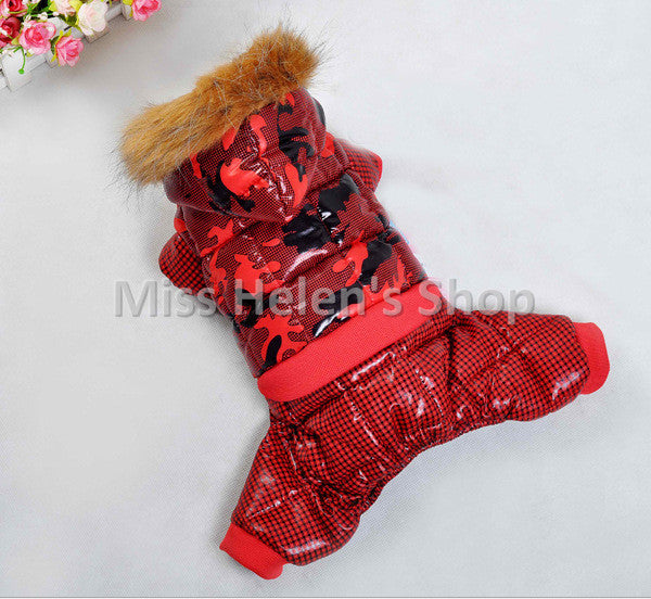 High Quality Thick Waterproof Dog Clothes Winter Jumpsuit Waterproof Warm Dog Coat Fur Hood Pet Down Jacket Chihuahua Yorkshire