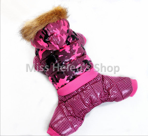 High Quality Thick Waterproof Dog Clothes Winter Jumpsuit Waterproof Warm Dog Coat Fur Hood Pet Down Jacket Chihuahua Yorkshire