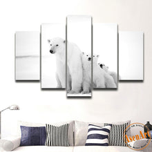 Load image into Gallery viewer, 5 Piece Wall Art Polar Bear Painting Lovely Family Animal Painting Modern Home House Decoration Canvas Prints No Frame
