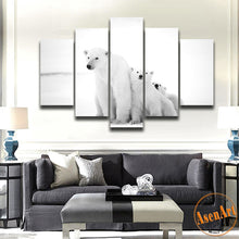 Load image into Gallery viewer, 5 Piece Wall Art Polar Bear Painting Lovely Family Animal Painting Modern Home House Decoration Canvas Prints No Frame
