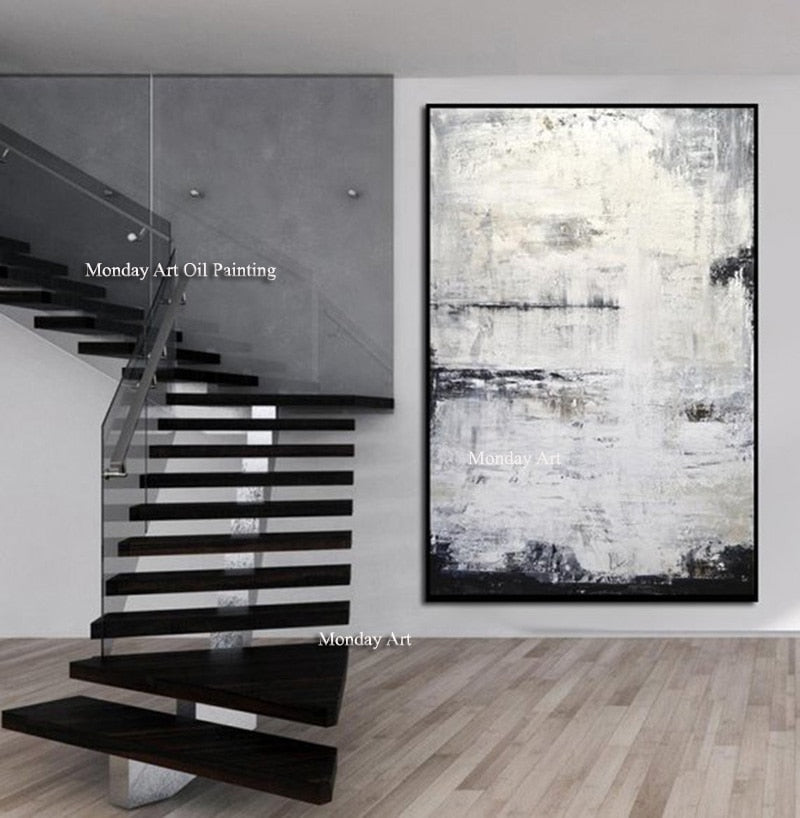 Abstract Handpainted Painting Large Modern Original Oil Painting Art Taupe White Brown Contemporary Design Canvas Free Shipping