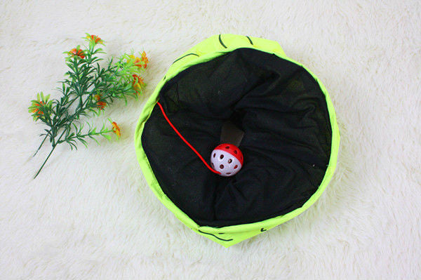 Pet Tunnel Cat Printed Green Lovely Crinkly Kitten Tunnel Toy With Ball Play Fun Toy Tunnel Rabbit Play Tunnel  Bulk Cat Toys