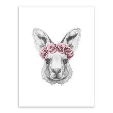 Load image into Gallery viewer, Hand Draw Animals Art Print Painting Poster, Wall Pictures for Home Decoration, Rabbit and Deer and Cat Wall Decor FA403
