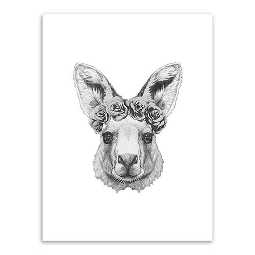 Hand Draw Animals Art Print Painting Poster, Wall Pictures for Home Decoration, Rabbit and Deer and Cat Wall Decor FA403