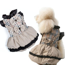 Load image into Gallery viewer, 2016 Female Pet Dog Clothes Fashion Winter Princess Dog Dresses Padded Puffy Warm Girl Dog Coat Plaid Dog Jacket for Small Dogs
