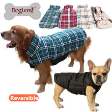 Load image into Gallery viewer, 2016 Small to Large Dog Clothes Winter Warm Reversible Dog Jacket Designer Plaid Dog Coats Windproof Pet Clothes Elastic Belly
