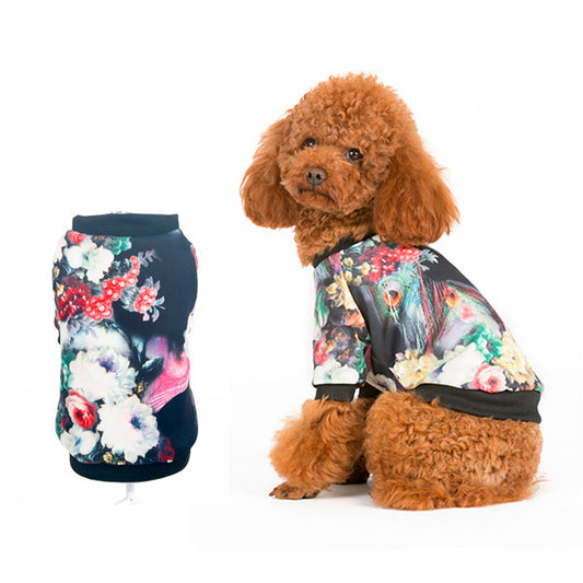 2016 Dog Clothes Spring and Autumn Vintage Printed Dog Coat Fashion Dog Puppy Jacket Breathable Spring New Dog Clothing S-XL