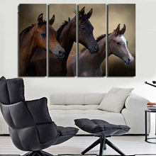 Load image into Gallery viewer, 4 Panel Black Horse Canvas Painting Wall Pictures For Living Room Wall Art Decoration Pictures Unframed
