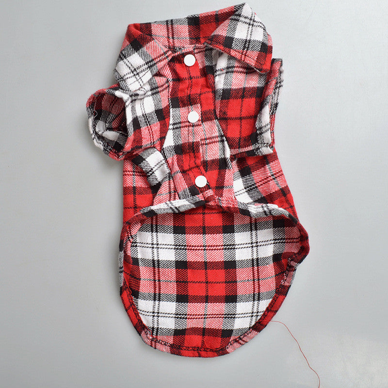 Plaids Grid Checker Shirt Lapel Costume Dog Clothes