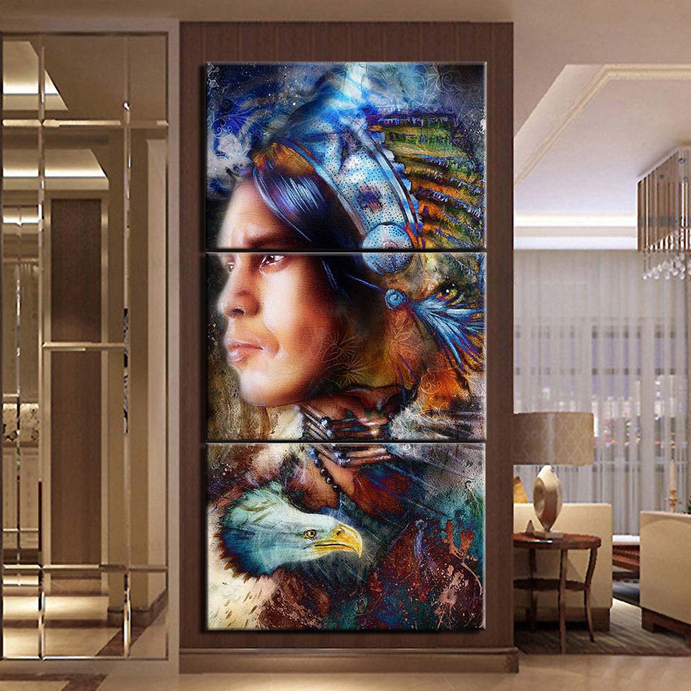 Abstract Indian Colorful Feather Pictures Canvas Painting Wall Art Poster Home Decoration Posters And Prints Home Decor