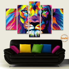 Load image into Gallery viewer, 5 Panel Wall Art Canvas Prints Animal Colorful Lion Painting Canvas Wall Pictures for Living Room Modern Home Decor Unframed
