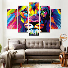 Load image into Gallery viewer, 5 Panel Wall Art Canvas Prints Animal Colorful Lion Painting Canvas Wall Pictures for Living Room Modern Home Decor Unframed
