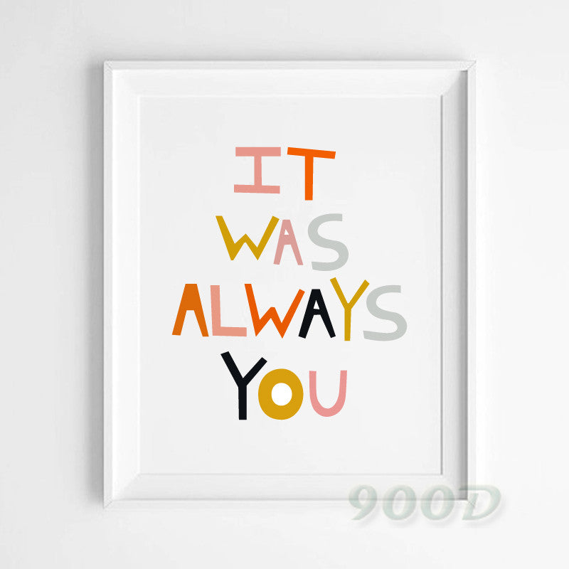 Cartoon Always You Quote Canvas Art Print Poster, Wall Pictures for Home Decoration, Frame not include FA286