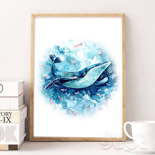 Load image into Gallery viewer, Watercolor Whale Canvas Art Print Poster, Wall Pictures for Home Decoration, Giclee Wall Decor CM015
