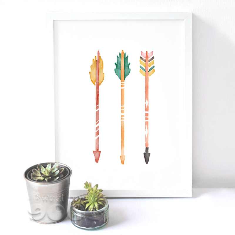 Watercolor Arrows Canvas Art Print Poster, Wall Pictures for Home Decoration, Frame not include FA238-6