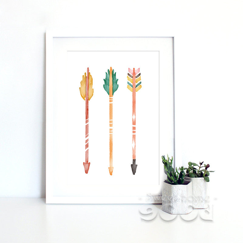 Watercolor Arrows Canvas Art Print Poster, Wall Pictures for Home Decoration, Frame not include FA238-6