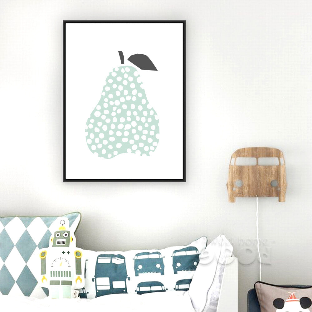 Cartoon Pear Canvas Art Print Painting Poster, Wall Picture for Children Room Decoration, Wall Decor YE149-2