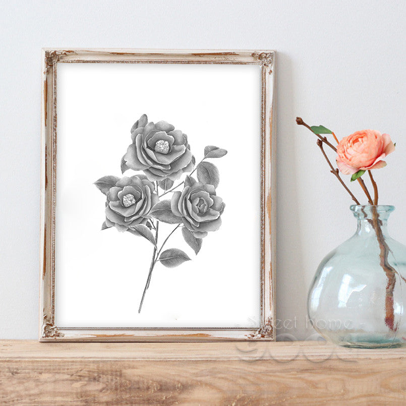 Vintage Rose Flower Canvas Art Print Painting Poster, Wall Picture for Home Decoration, Wall Decor CM030-7