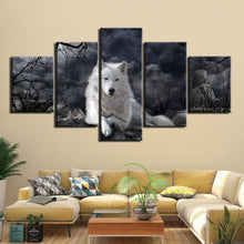 Load image into Gallery viewer, 5 pieces White wolf canvas art prints
