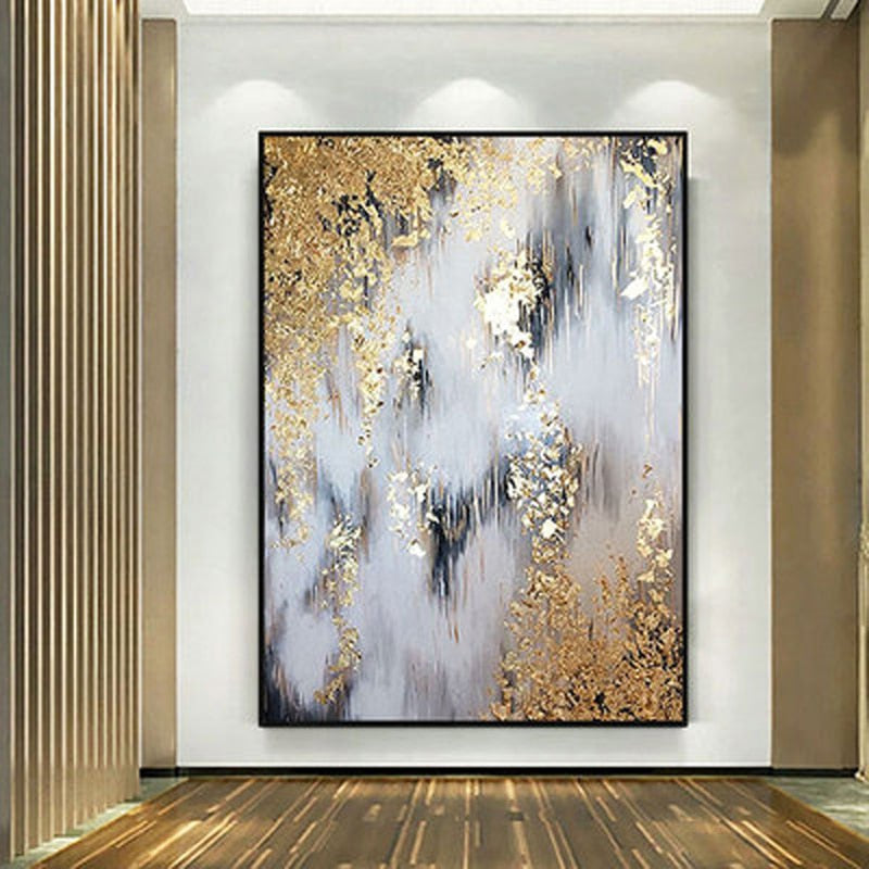 Best Selling Pure Hand painted Thick Textured Abstract Oil Painting Pop Art Abstract Gold Oil Painting on Canvas for living room
