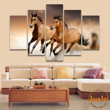 Load image into Gallery viewer, 5 Panel Canvas Art Running Horse Painting Animal Painting Print On Canvas Wall Pictures for Living Room Home Decor No Frame

