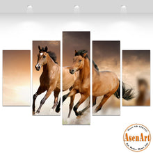 Load image into Gallery viewer, 5 Panel Canvas Art Running Horse Painting Animal Painting Print On Canvas Wall Pictures for Living Room Home Decor No Frame
