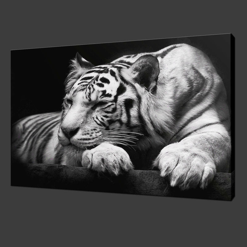 Animal Black and White Tiger Canvas Print Painting Modern Wall Art Home Decoration