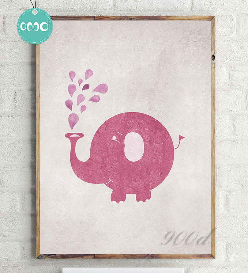 Vintage Cartoon Elephant Canvas Art Print Poster, Wall Pictures for Home Decoration, Wall Decor YE070