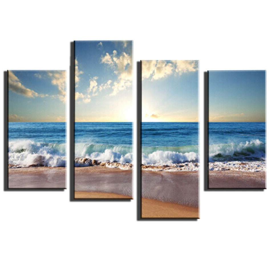 4 Pieces Beach Seascape Modern Wall Painting For Home Decorative Art Print On Canvas Picture Artwork No Frame