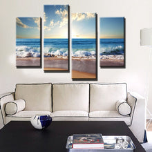 Load image into Gallery viewer, 4 Pieces Beach Seascape Modern Wall Painting For Home Decorative Art Print On Canvas Picture Artwork No Frame
