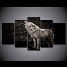 Load image into Gallery viewer, 5 Panel Howling White Wolf Painting Abstract Canvas Art
