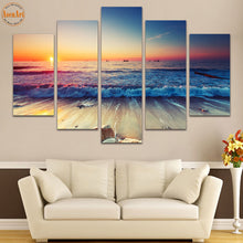 Load image into Gallery viewer, 5 Panel Wall Art Seaside Landscape Painting Sunset Seascape Canvas Prints Home Decor Picture for Living Room Unframed

