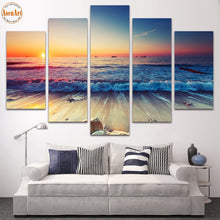 Load image into Gallery viewer, 5 Panel Wall Art Seaside Landscape Painting Sunset Seascape Canvas Prints Home Decor Picture for Living Room Unframed
