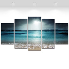 Load image into Gallery viewer, 5 Panel Canvas Art Seascape Beach Canvas Prints Sky Grey Landscape Wall Murals for Living Room Modern Home Decoration Unframed
