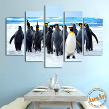 Load image into Gallery viewer, 5 Piece Wall Art Penguin Animal Painting Sea Snow Landscape Painting for Living Room Modern Home Decor Canvas Prints Unframed
