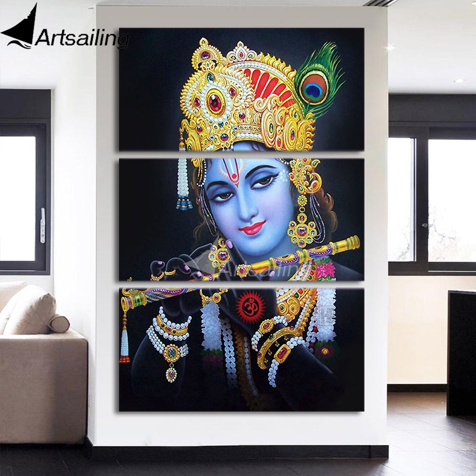 3 Piece Canvas Art radha krishna Painting Poster HD Printed Wall Art Home Decor Canvas Painting Picture Free Shipping NY-7586C