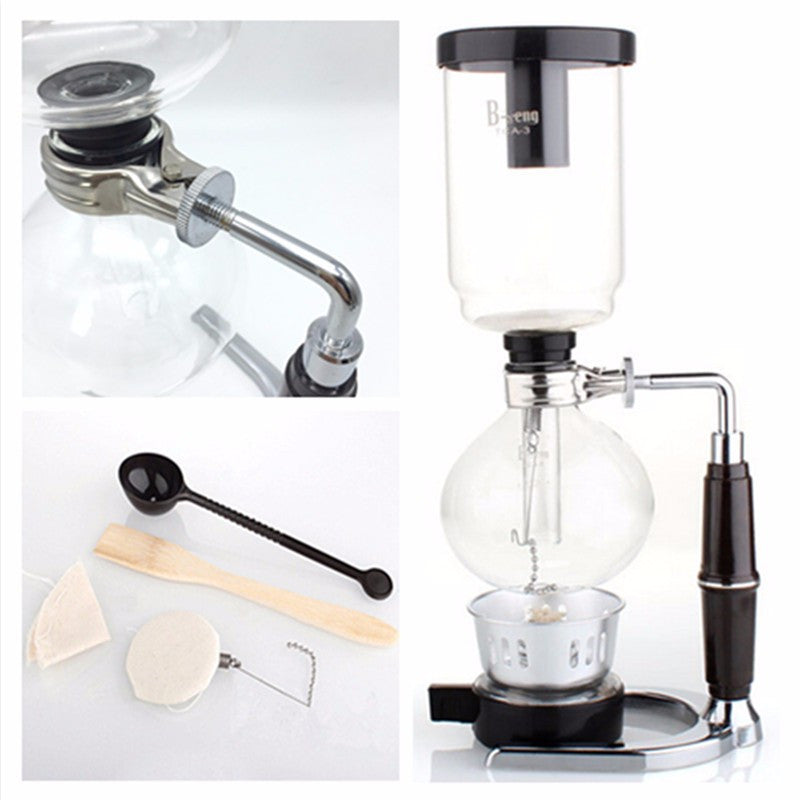 Free Shipping High quality glass Siphon coffee maker / Siphon pot Vacuum coffee maker Syphon Filters coffee machine 3cups 5cups