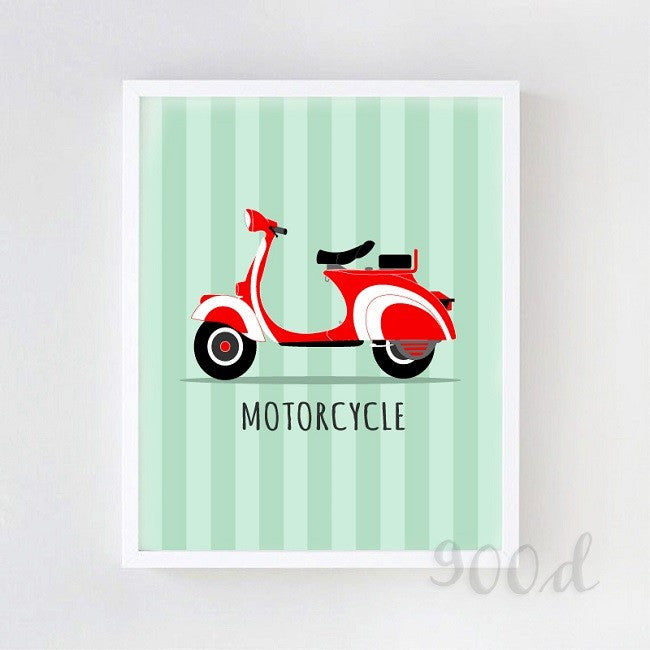 Vintage Motorcycle Canvas Art Print Painting Poster,  Wall Pictures for Wedding Decoration,  FA295