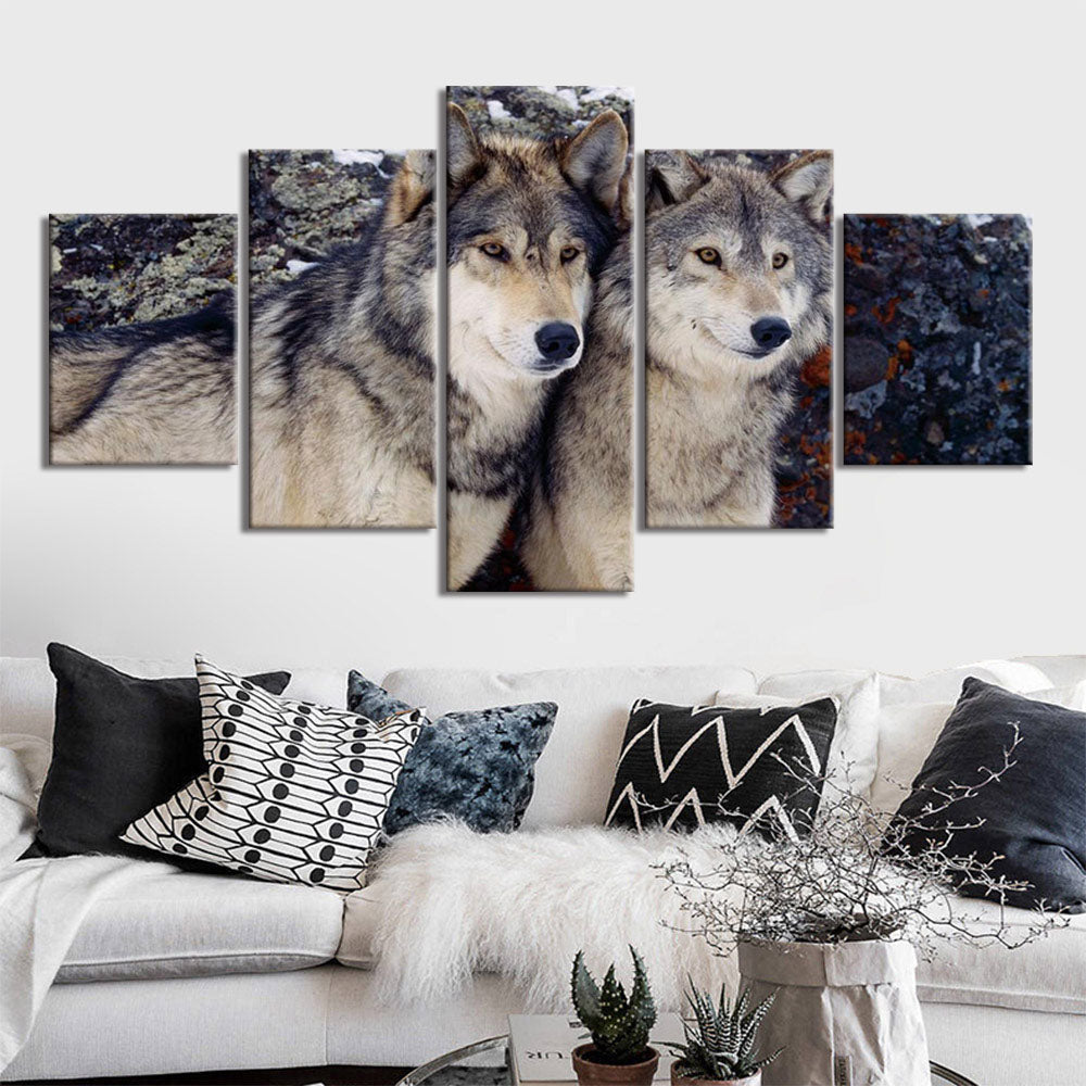 5 panel Canvas Painting Wall Art wolf Prints