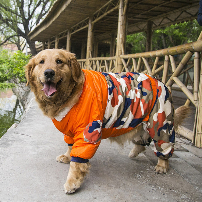 2016 Warm Winter Dog Clothes Medium Large Dog Clothes Waterproof Coat Camo Fleece Lining Thick Dog Jumpsuit Big Dog Down Jacket