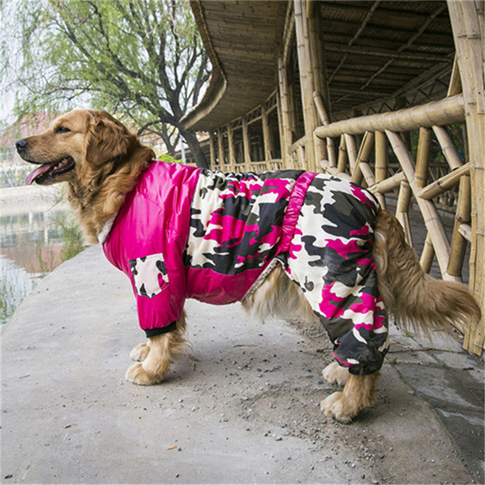 2016 Warm Winter Dog Clothes Medium Large Dog Clothes Waterproof Coat Camo Fleece Lining Thick Dog Jumpsuit Big Dog Down Jacket